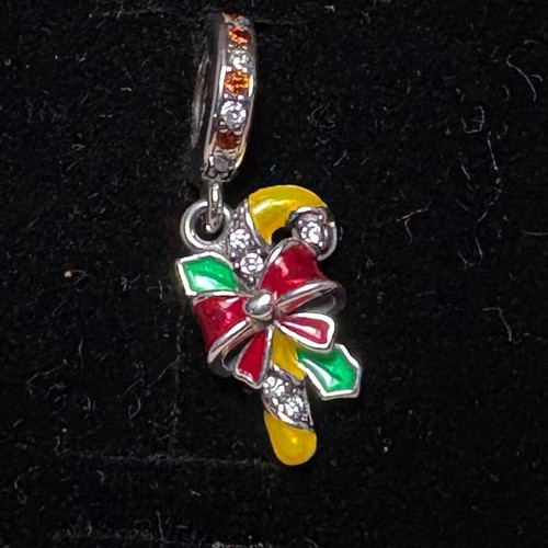 Festive Candy Cane Charm like new, multicolor and silver