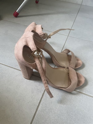Leather high heel sandals used, pink, size 37
