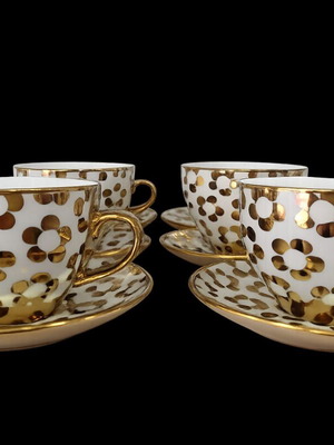 Porcelain Coffee Cup Set 6 Pieces 220cc with Saucers new
