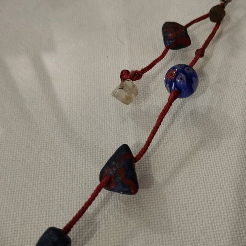 Handmade single earring like new, blue and red