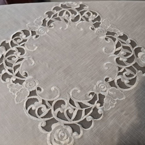 Silk tablecloth new with machine embroidery designs