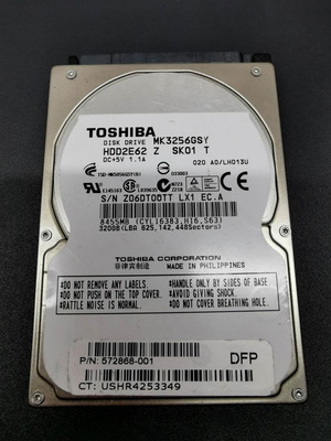 Σκληρός δίσκος Toshiba MK3256GSY 320GB μεταχειρισμένος, SATA 2.5"