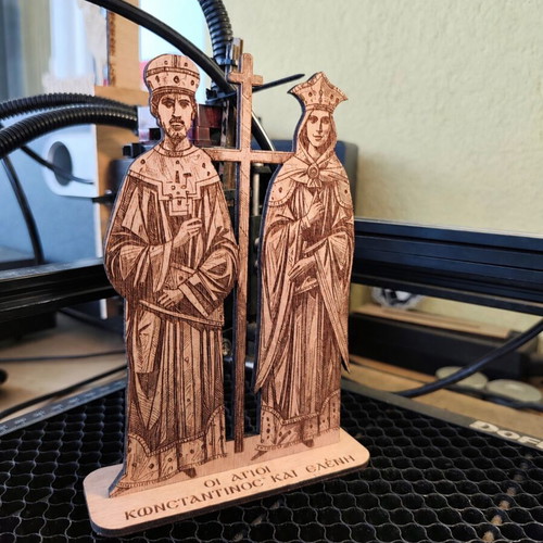 Woodcraft Wooden Tabletop Icon of Saints Konstantinos and Eleni new