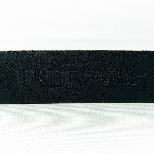 Ilaria Nistri Avant-Garde Black Leather Belt with Covered Buckle, Size 90