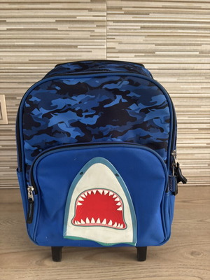 Goomby Shark Trolley School Bag for Kindergarten used, blue