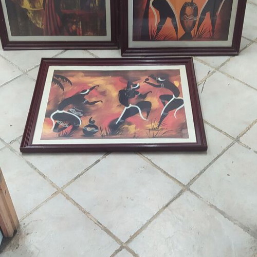 Framed paintings used, set of 3, size 75x60