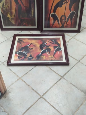Framed paintings used, set of 3, size 75x60