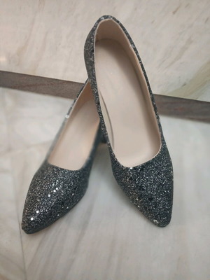 Silver Glitter High Heels New Size 39