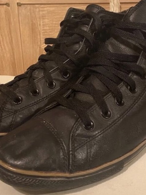 Αντρικά δερμάτινα μποτάκια Converse all star μεταχειρισμένα, μέγεθος 45, μαύρα