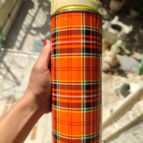 Retro Thermos Ching Kiang Brand Tartan Pattern Used