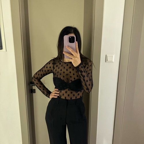 Zara black see-through top used, size S