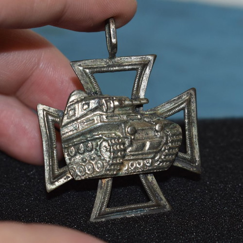 Panzer on iron cross silver plated used