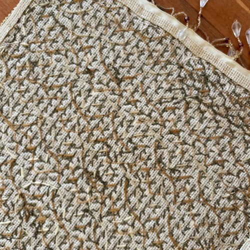 Handmade table runner with beads, new, 45 x 25 cm