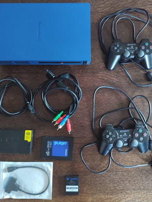 Sony PlayStation 2 FAT Custom Blue Edition σαν καινούργιο με OPL και SSD