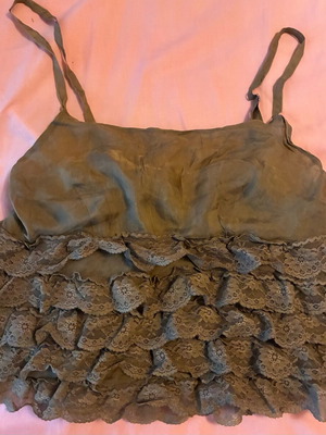 Crop lingerie silk with ruffles khaki Rococo size small like new