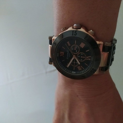 Ferendi women's watch used, dark brown with rose gold details