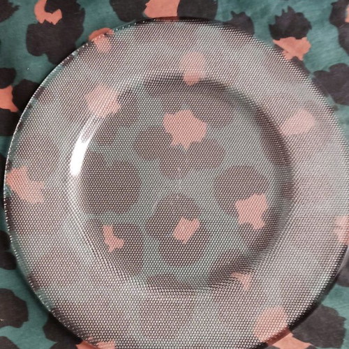 Minimal large serving platter 32 cm thick glass new