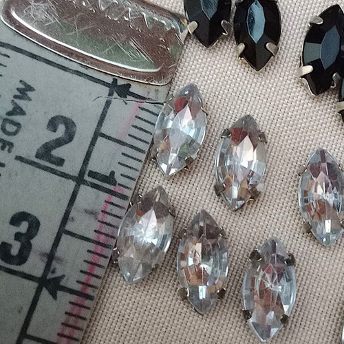 Glass rhinestones on metal base like new for sewing
