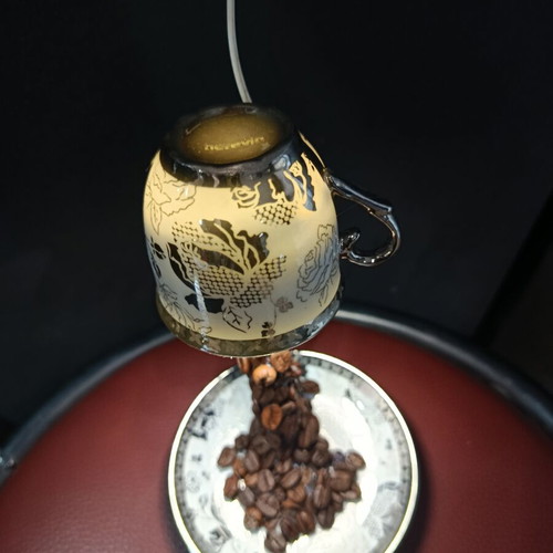 Handmade table lamp with real coffee beans and LED lights