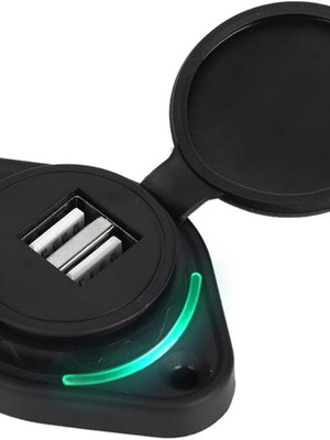 Car Socket with 2 USB Ports and Cover Black 12/24V 5V 3.1A