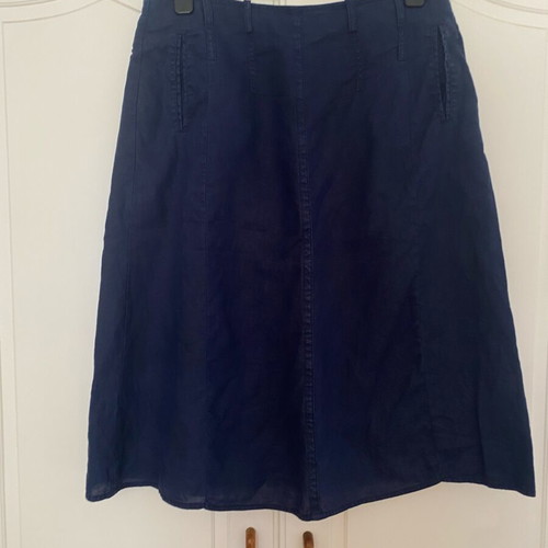 Adagio vintage navy blue linen midi skirt size large like new