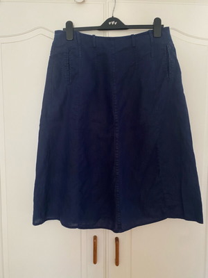 Adagio vintage navy blue linen midi skirt size large like new