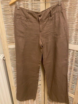 Linen pants low-rise beige brown like new, size S