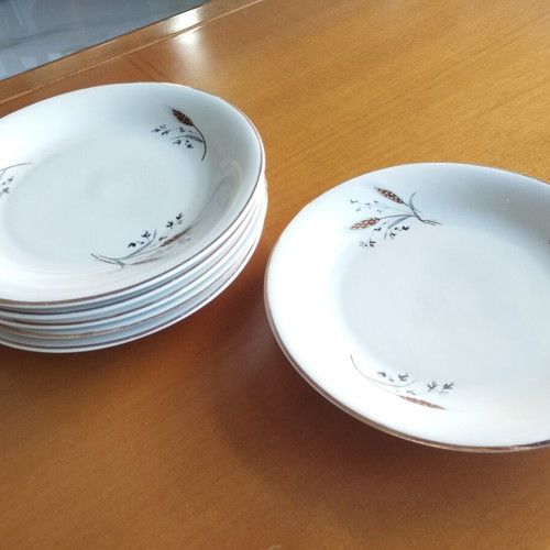 Vintage Candia Harvest Time dessert plates set of 6, mint condition