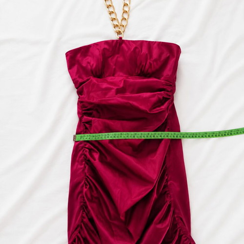 Ysatis satin fuchsia dress with gold chain, size S, evening