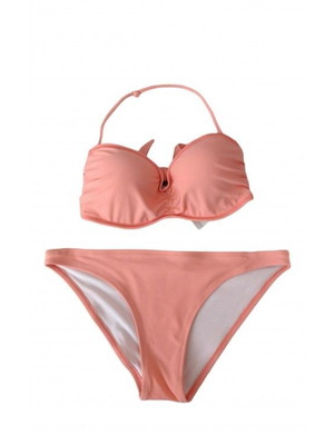 Ladym women's bikini set new salmon push up strapless