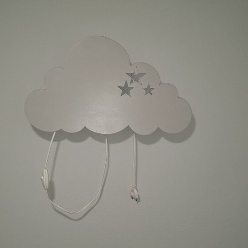 Children's wall light handmade, wood, gray color