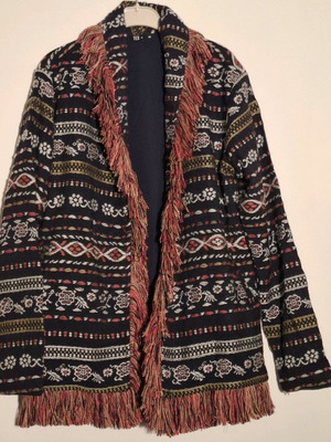 Ethnic cardigan like new, dark blue with multicolor patterns