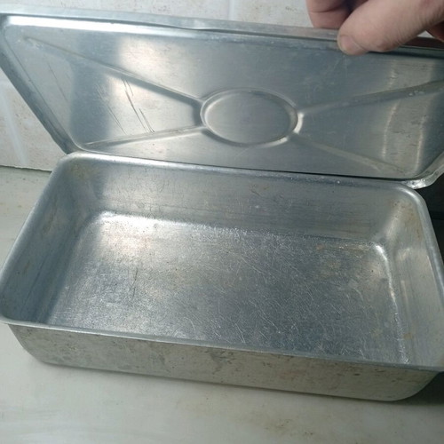 Classic aluminum ice cream container used, vintage