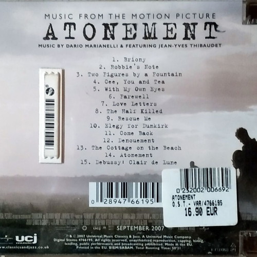 Atonement music from the motion picture like new