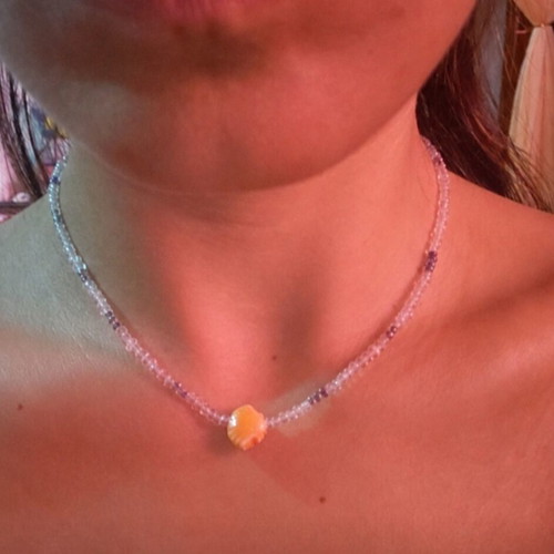 Summer necklace with shell, handmade