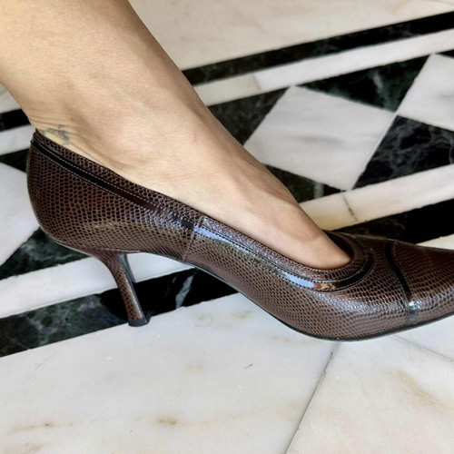 J. Bournazos leather pumps with snake pattern like new