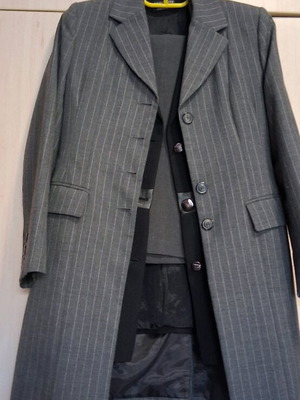 Set jacket and midi wool skirt grey like new No M