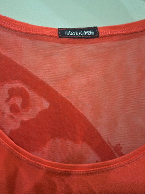 Roberto Cavalli μπλούζα like new, μέγεθος medium, χρώμα καρπούζι, διαφανής πλάτη