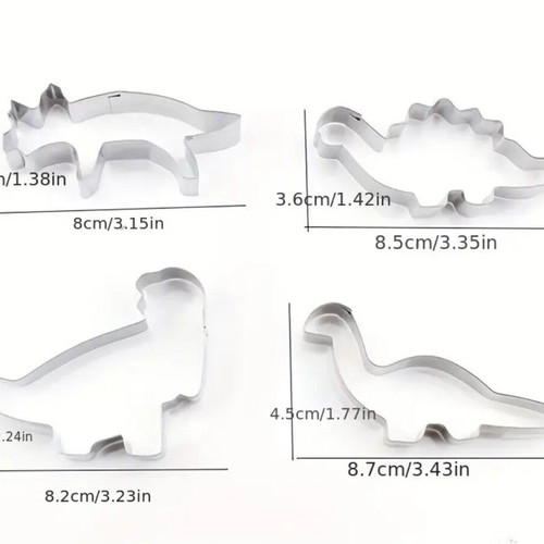 Dinosaur cookie cutters new, set of 4 stainless steel