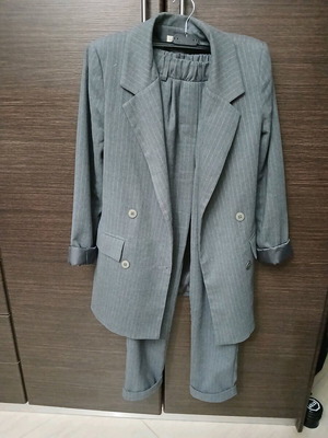 BSB suit like new, grey with thin white stripe