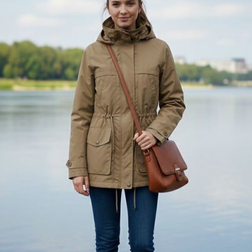 Mango women's parka jacket with lining like new, olive color