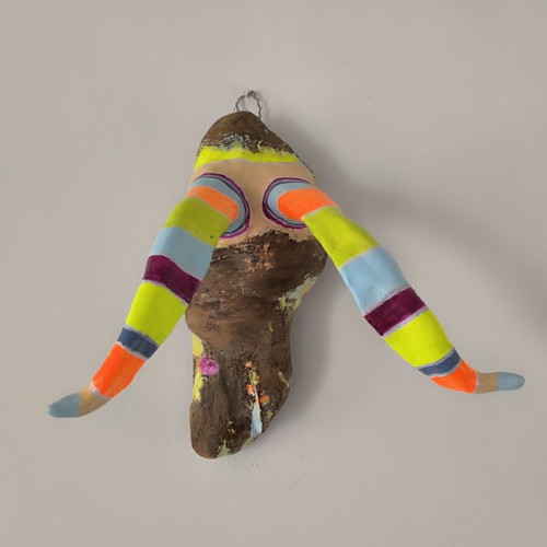 Handmade Wall Sculpture Bull Horns like new, clay and wood