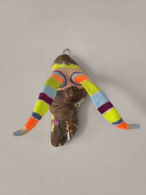 Handmade Wall Sculpture Bull Horns like new, clay and wood