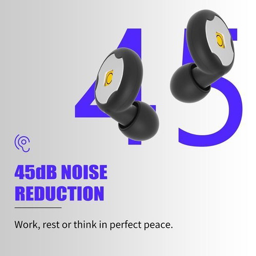 Reusable silicone earplugs for sleep, up to 45 dB, black