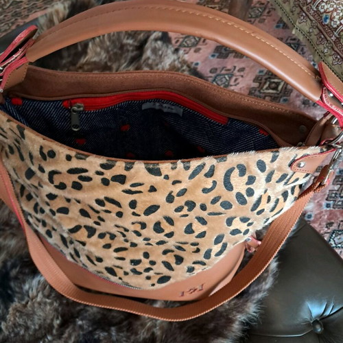 Pierro bag made of eco leather like new, tan with leopard print