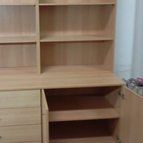 Melamine shelves like new with drawers and cabinet