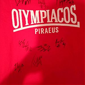 Tshirt με υπογραφές παικτών μπάσκετ Ολυμπιακού σεζόν 2023-24