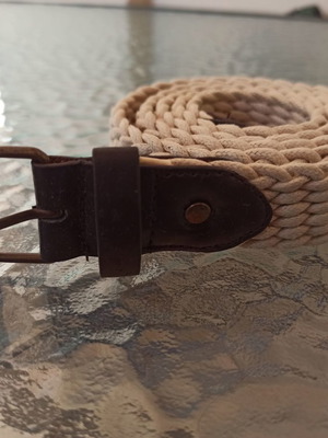 Ζώνη πλεκτή vintage μεταχειρισμένη, μπεζ λευκό