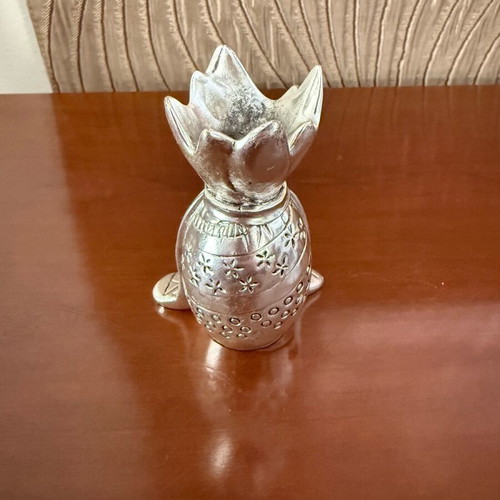 Decorative vase like new with silver plated leaf and embossed designs