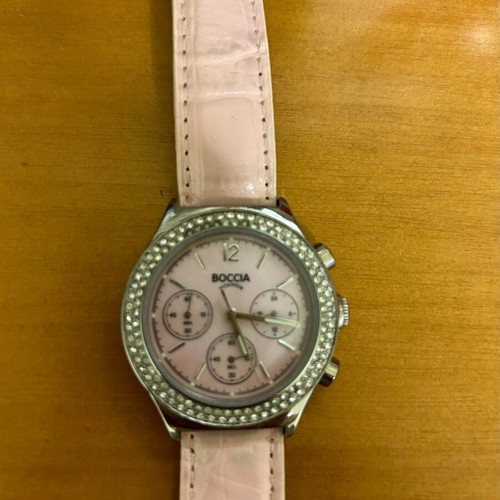 Boccia Damen Titanium Pink 3370‑03 watch like new with chronograph and pink dial